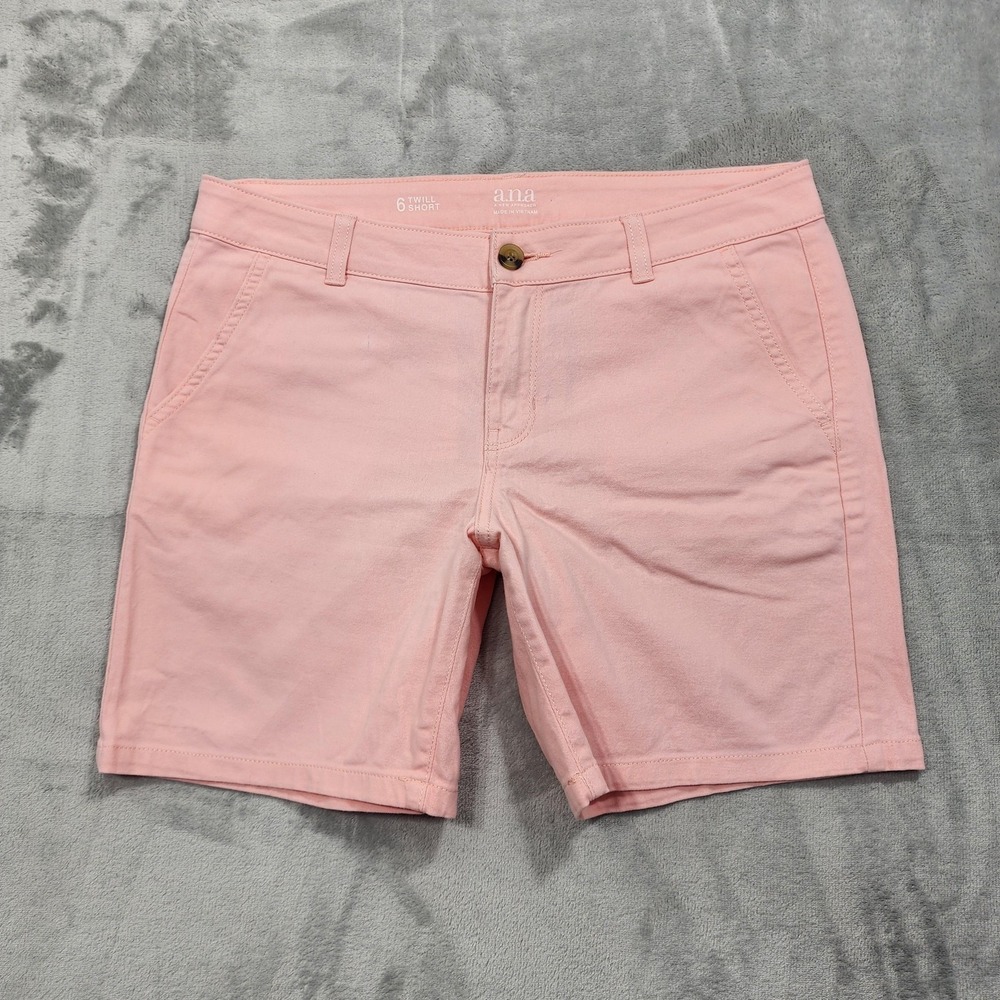 A.N.A.‎ Shorts Womens 6 Pink Pastel Stretch Twill Chino Bermuda Casual Preppy